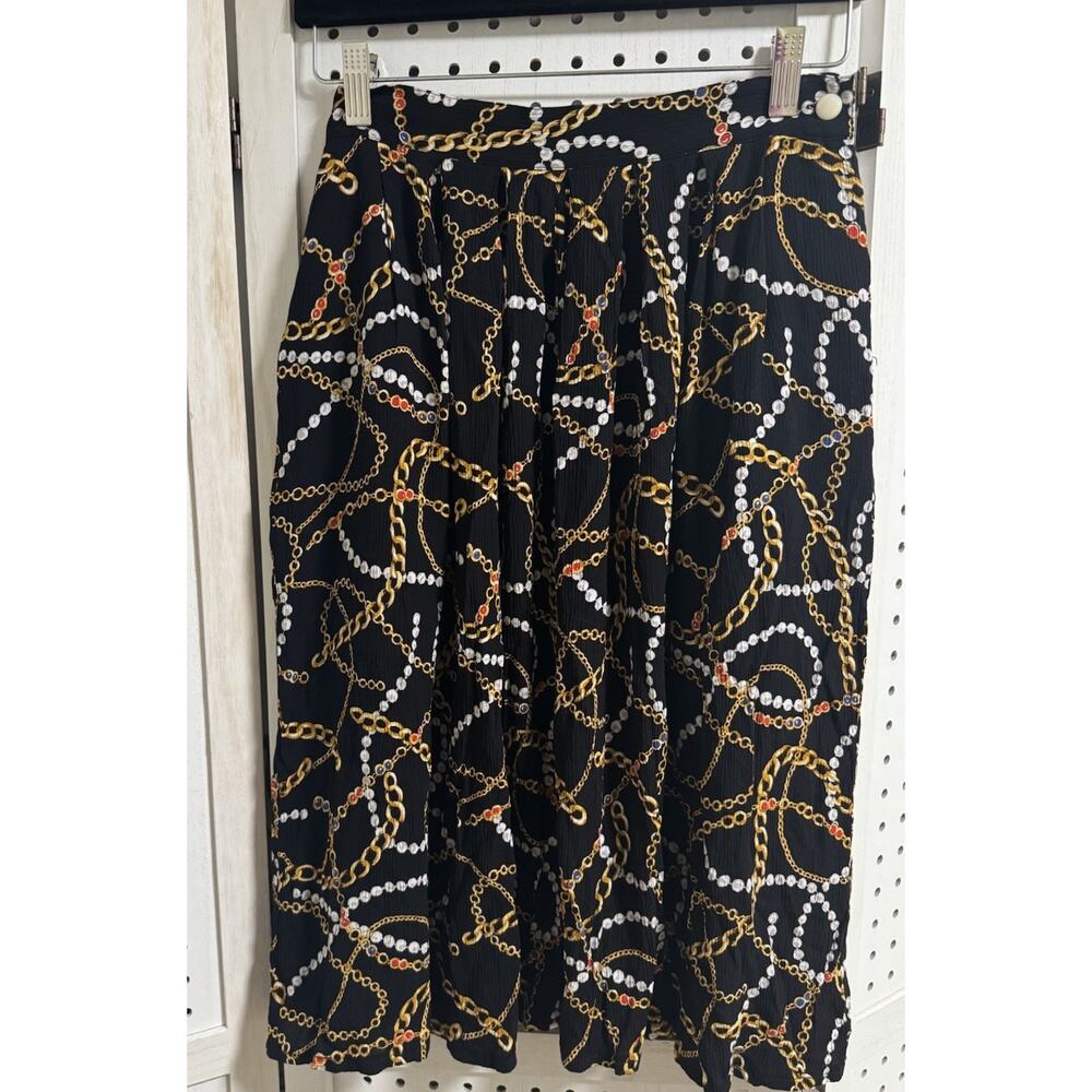 Vintage Rare SK &Company 90s Chain And Pearl Patterned Skirt - Size 6